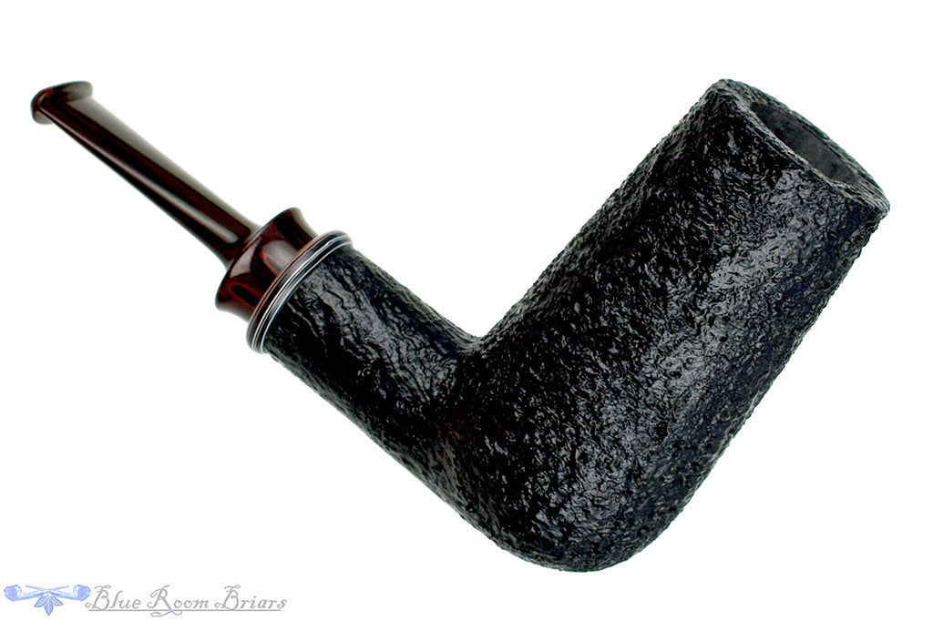 Blue Room Briars is proud to present this Bill Shalosky Pipe 532 Black Blast Brow Burner with Fordite and Brindle
