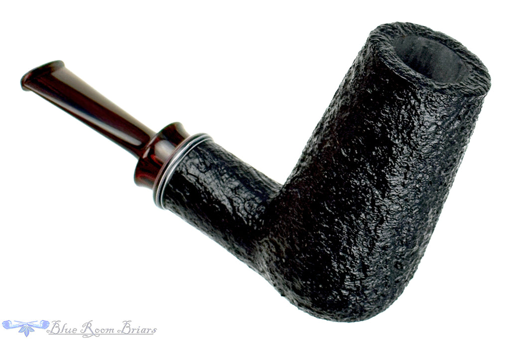 Blue Room Briars is proud to present this Bill Shalosky Pipe 532 Black Blast Brow Burner with Fordite and Brindle