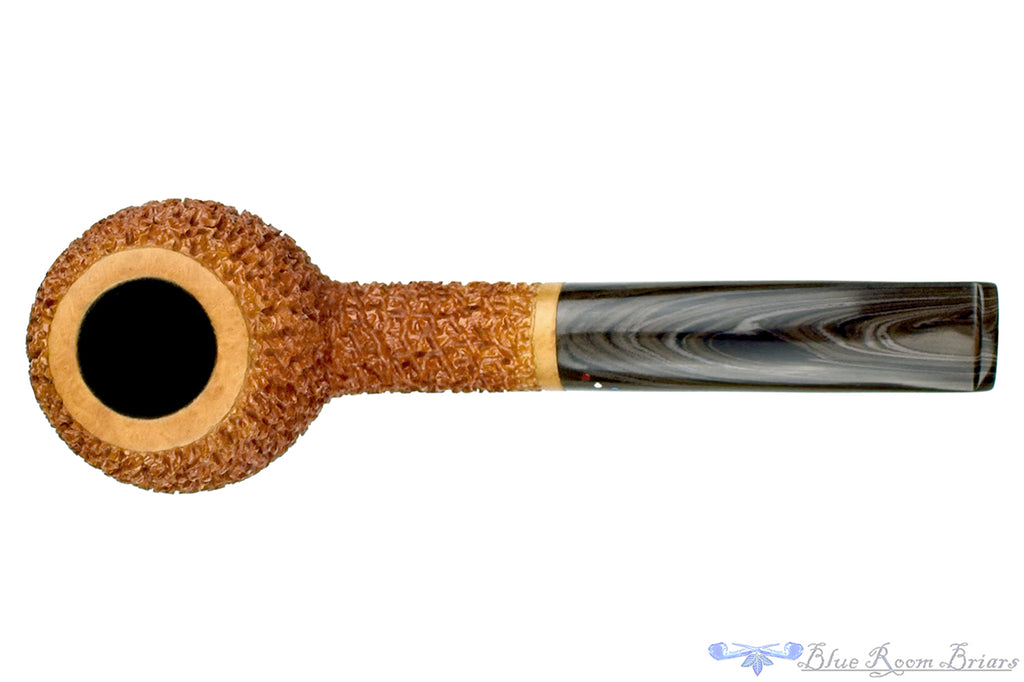 Blue Room Briars is proud to present this Dr. Bob Pipe (PP) Bent Rusticated Apple with Brindle