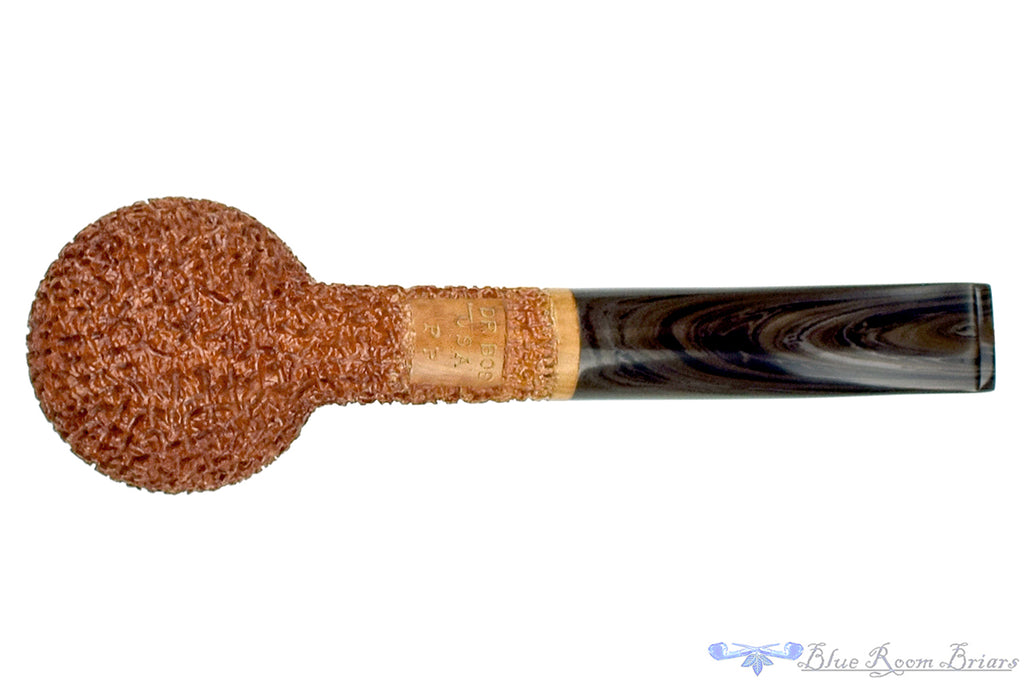 Blue Room Briars is proud to present this Dr. Bob Pipe (PP) Bent Rusticated Apple with Brindle