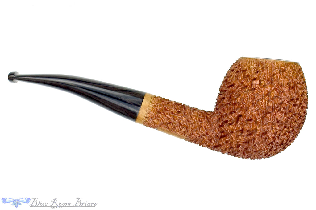 Blue Room Briars is proud to present this Dr. Bob Pipe (PP) Bent Rusticated Apple with Brindle