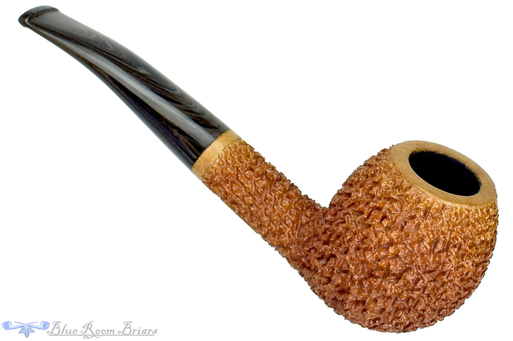 Blue Room Briars is proud to present this Dr. Bob Pipe (PP) Bent Rusticated Apple with Brindle