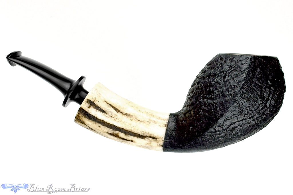 Blue Room Briars is proud to present this Dirk Heinemann Pipe Sandblast Cobra with Antler