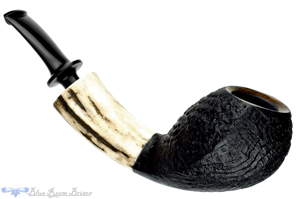 Blue Room Briars is proud to present this Dirk Heinemann Pipe Sandblast Cobra with Antler