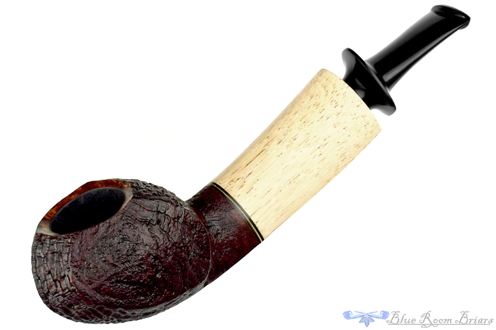 Blue Room Briars is proud to present this Dirk Heinemann Pipe Sandblast Blowfish with Bamboo Stalk