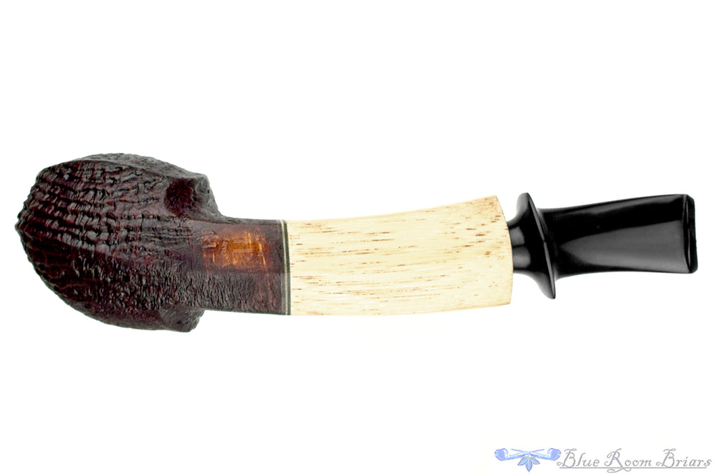 Blue Room Briars is proud to present this Dirk Heinemann Pipe Sandblast Blowfish with Bamboo Stalk