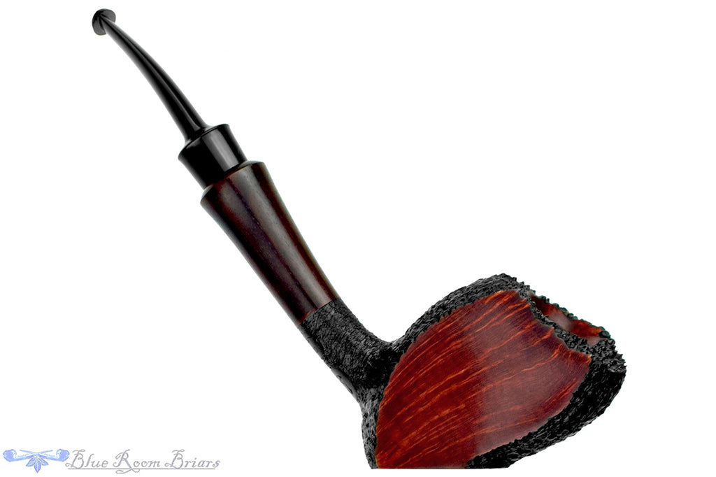 Blue Room Briars is proud to present this Todd Johnson Pipe Large Partial Sandblast Origami Matador with Rosewood