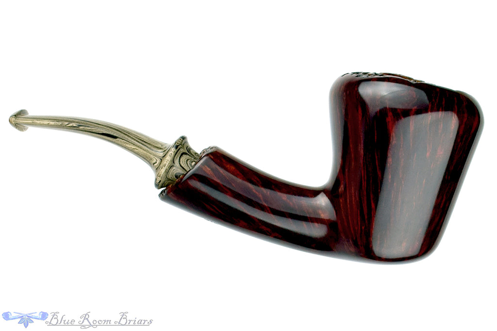 Blue Room Briars is proud to present this Bill Walther Pipe Bent Smooth Freehand with Plateaux and Sand Brindle