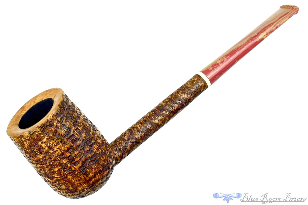 Blue Room Briars is proud to present this Scottie Piersel Pipe "Scottie" High-Contrast Blast Billiard with Ivorite and Brindle