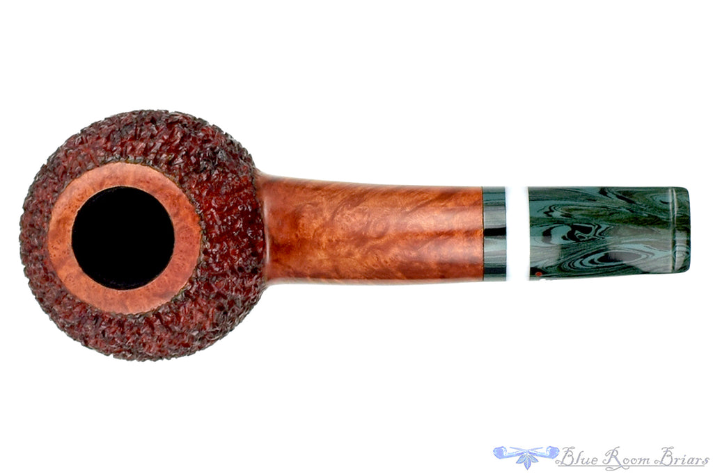 Blue Room Briars is proud to present this Dr. Bob Pipe (PPP) Partial Rusticated Hawkbill with Brindle and Acrylic