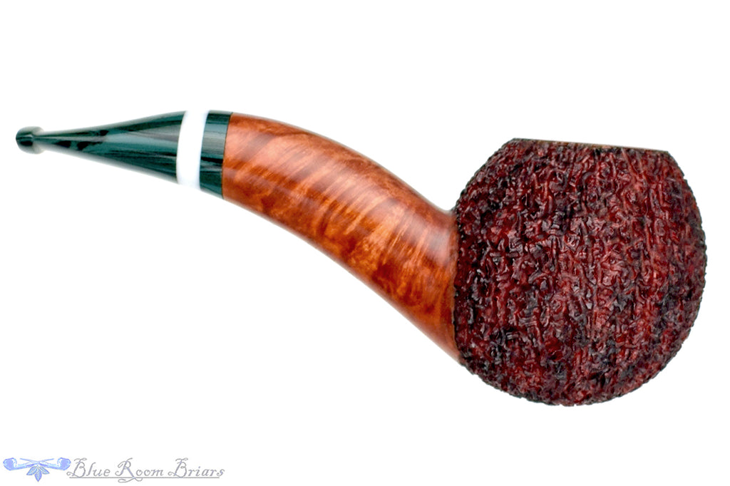 Blue Room Briars is proud to present this Dr. Bob Pipe (PPP) Partial Rusticated Hawkbill with Brindle and Acrylic