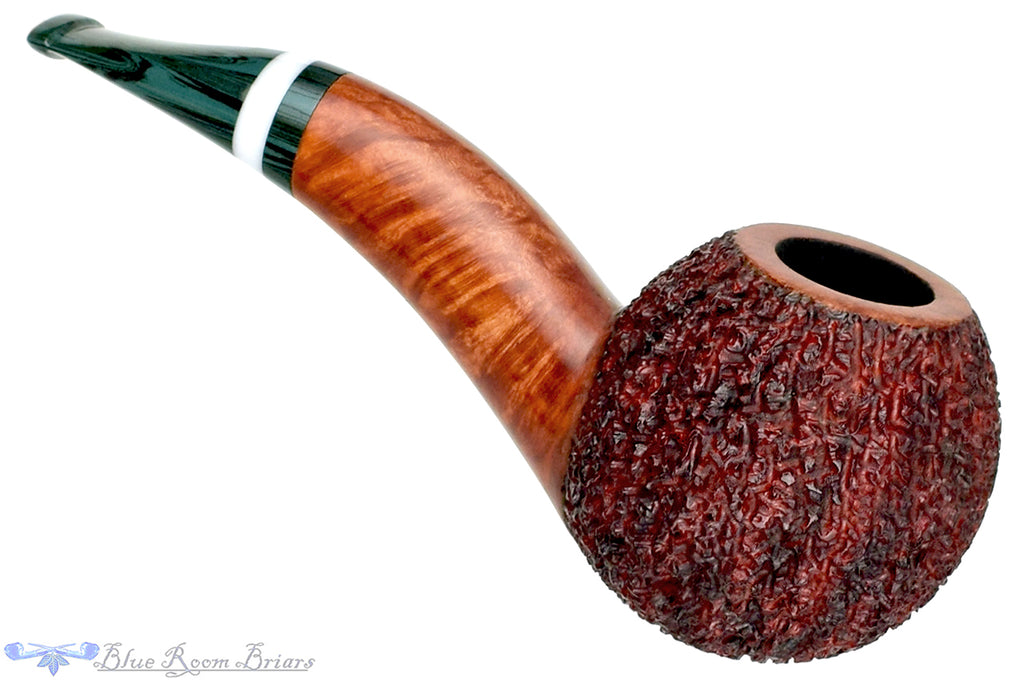 Blue Room Briars is proud to present this Dr. Bob Pipe (PPP) Partial Rusticated Hawkbill with Brindle and Acrylic