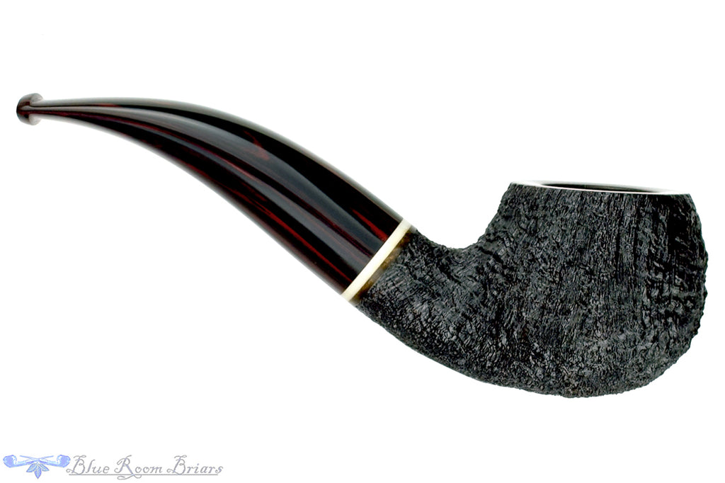 Blue Room Briars is proud to present this Jerry Crawford Pipe Black Blast Author with Ivorite and Cumberland Brindle