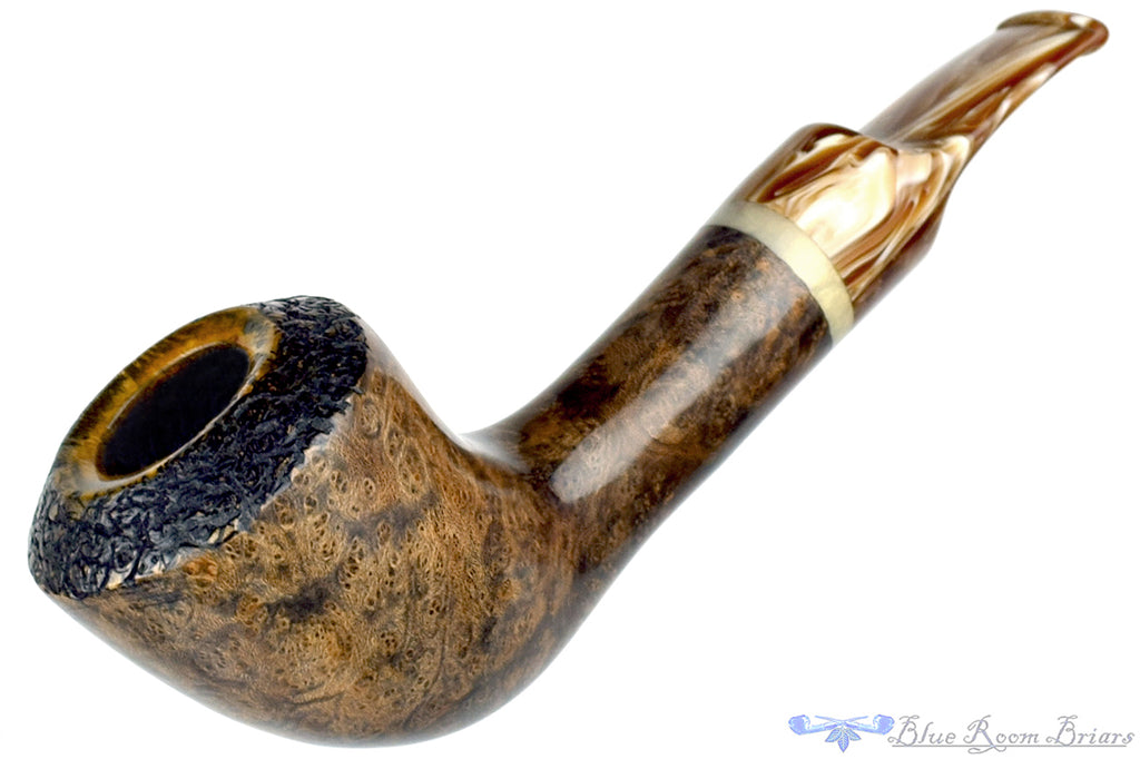 Blue Room Briars is proud to present this Ron Smith Pipe Partial Rusticated Horn with Acrylic