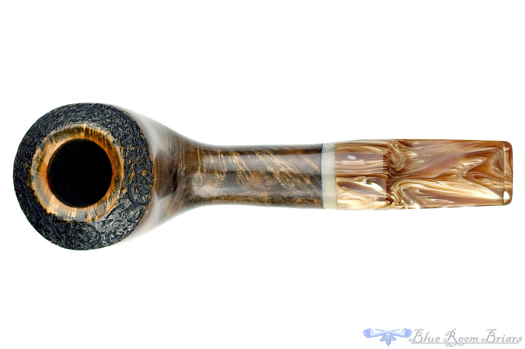Blue Room Briars is proud to present this Ron Smith Pipe Partial Rusticated Horn with Acrylic