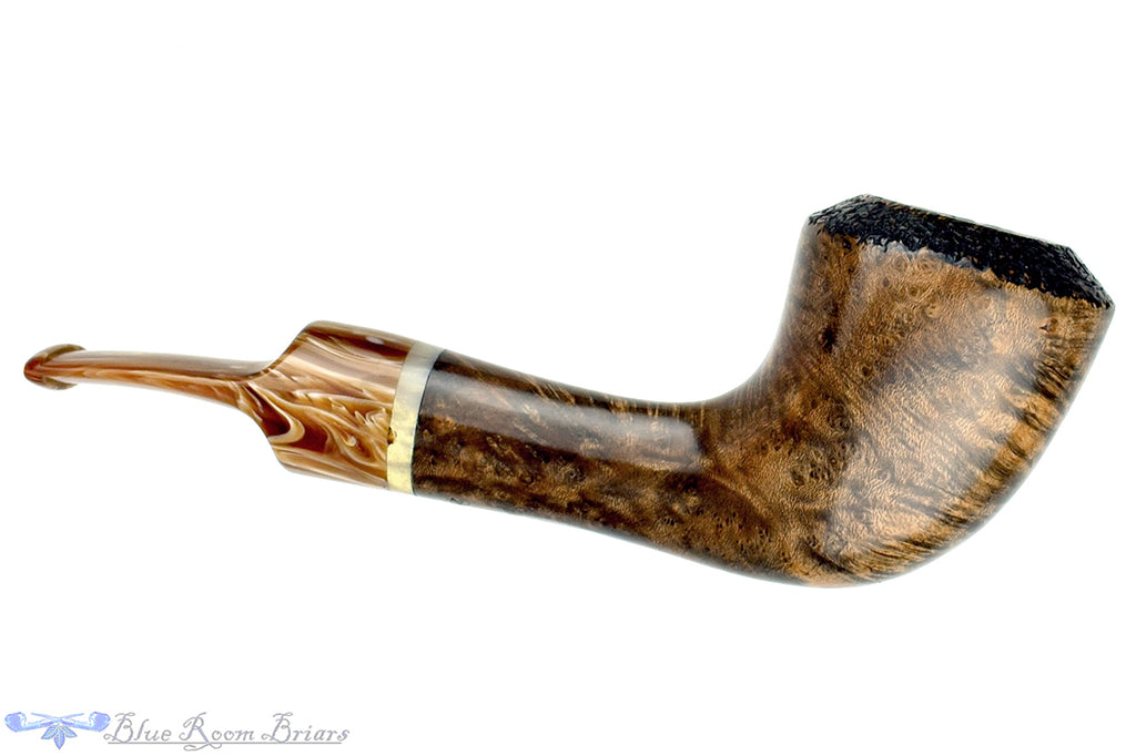 Blue Room Briars is proud to present this Ron Smith Pipe Partial Rusticated Horn with Acrylic
