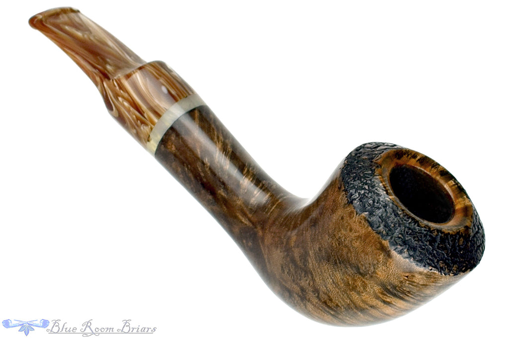 Blue Room Briars is proud to present this Ron Smith Pipe Partial Rusticated Horn with Acrylic