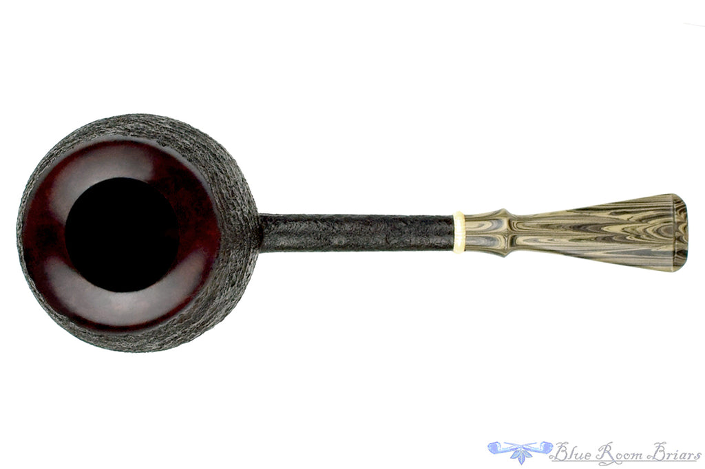 Blue Room Briars is proud to present this Scottie Piersel Pipe "Scottie" Sandblast Tomato with Ivorite and Brindle