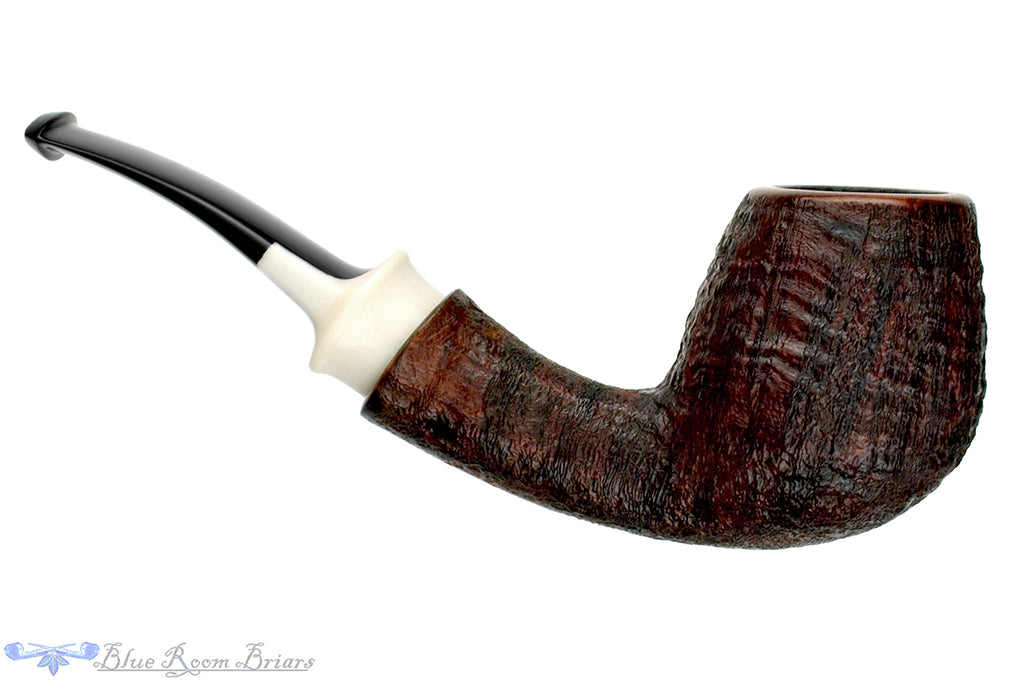 Blue Room Briars is proud to present this Jared Coles Pipe Bent Sandblast Billiard with Juma