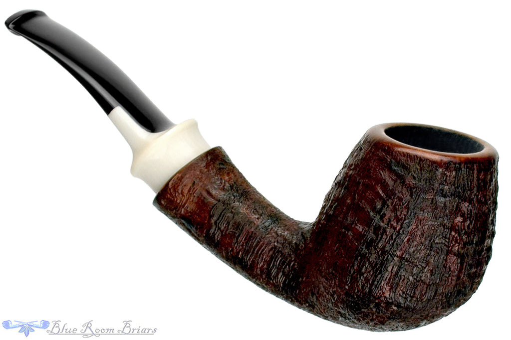Blue Room Briars is proud to present this Jared Coles Pipe Bent Sandblast Billiard with Juma