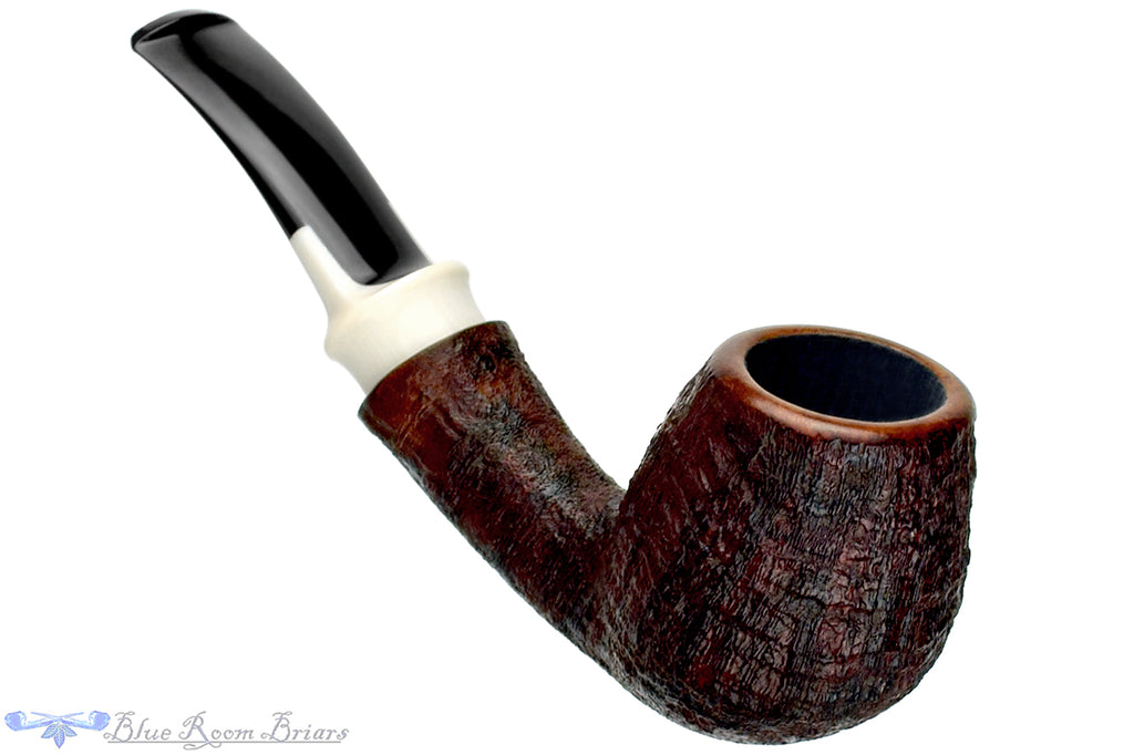 Blue Room Briars is proud to present this Jared Coles Pipe Bent Sandblast Billiard with Juma