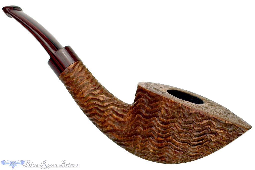Blue Room Briars is proud to present this Andrea Gigliucci Pipe Bent Carved Tan Boat with Brindle