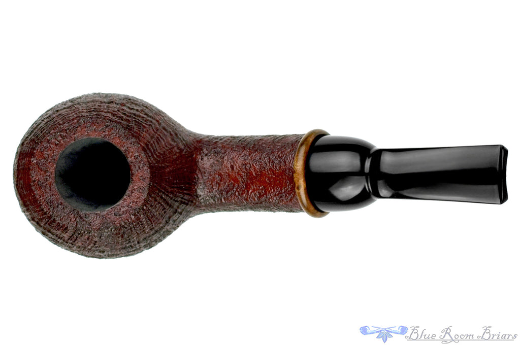 Blue Room Briars is proud to present this Bill Shalosky Pipe 620 Bent Sandblast Danish Scoop with Redwood Burl