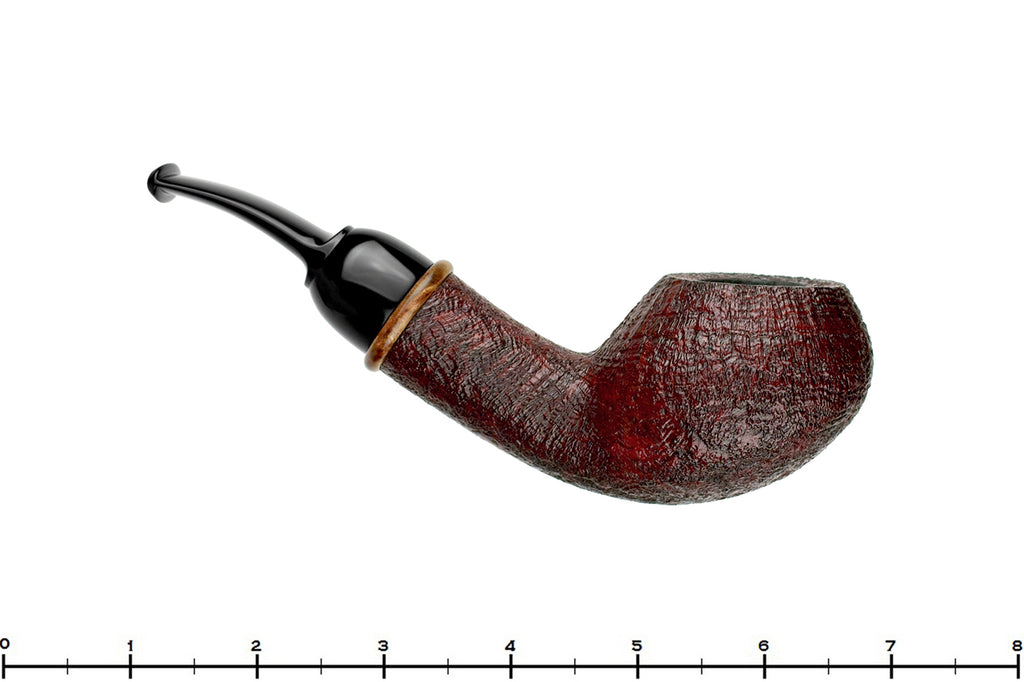 Blue Room Briars is proud to present this Bill Shalosky Pipe 620 Bent Sandblast Danish Scoop with Redwood Burl
