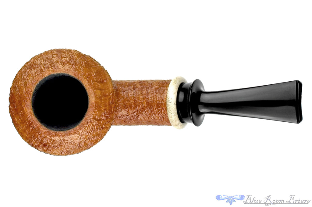 Blue Room Briars is proud to present this Bill Shalosky 619 Bent Tan Blast Rhodesian with Camel Bone