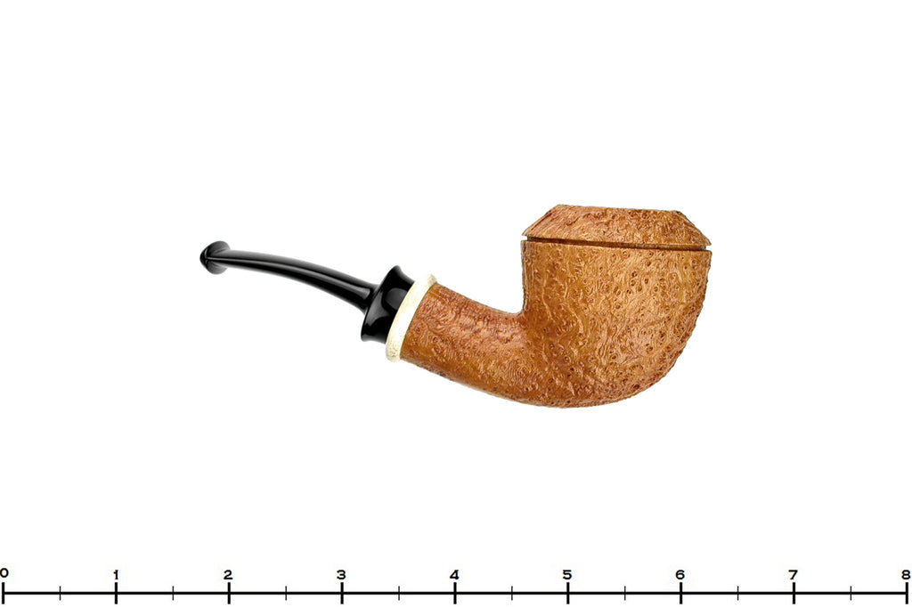 Blue Room Briars is proud to present this Bill Shalosky 619 Bent Tan Blast Rhodesian with Camel Bone