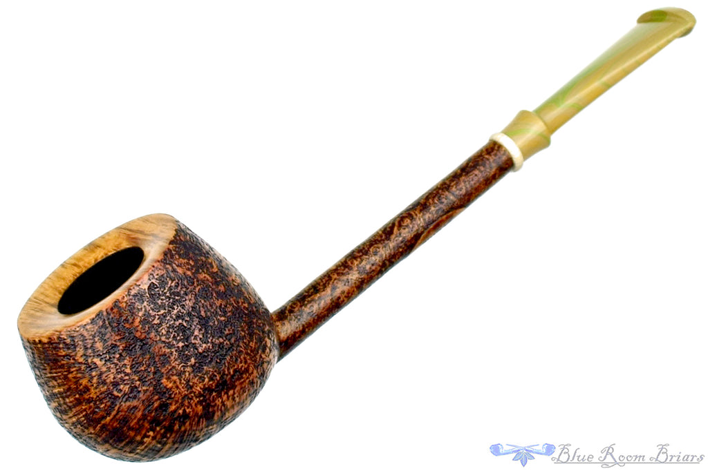 Blue Room Briars is proud to present this Scottie Piersel Pipe "Scottie" Sandblast Apple with Ivorite and Brindle
