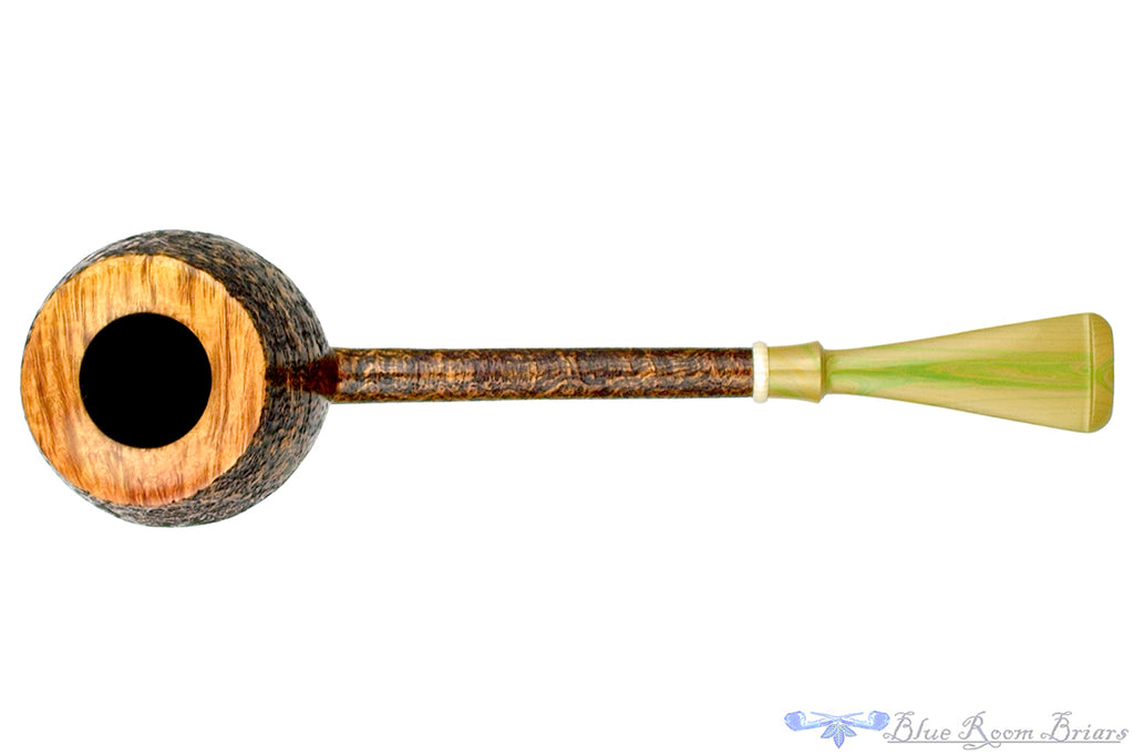 Blue Room Briars is proud to present this Scottie Piersel Pipe "Scottie" Sandblast Apple with Ivorite and Brindle