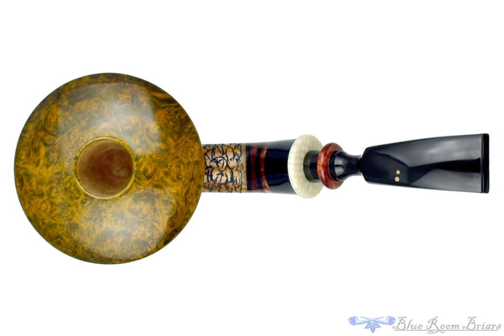 Blue Room Briars is proud to present this Joseph Skoda Pipe Gecko Bent Bell Saucer with Ivorite and Acrylic