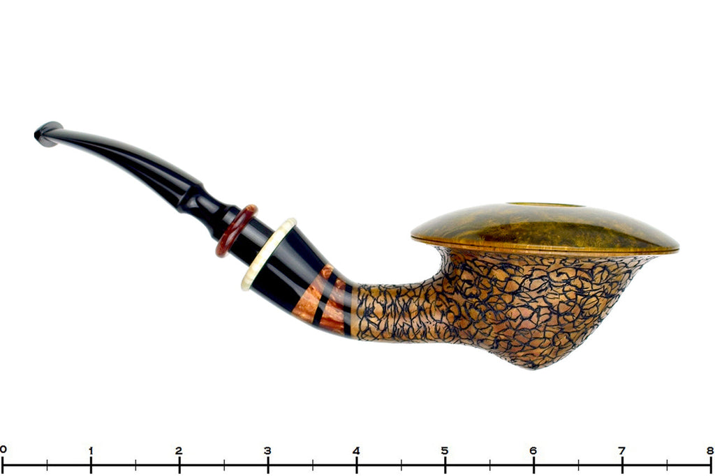 Blue Room Briars is proud to present this Joseph Skoda Pipe Gecko Bent Bell Saucer with Ivorite and Acrylic