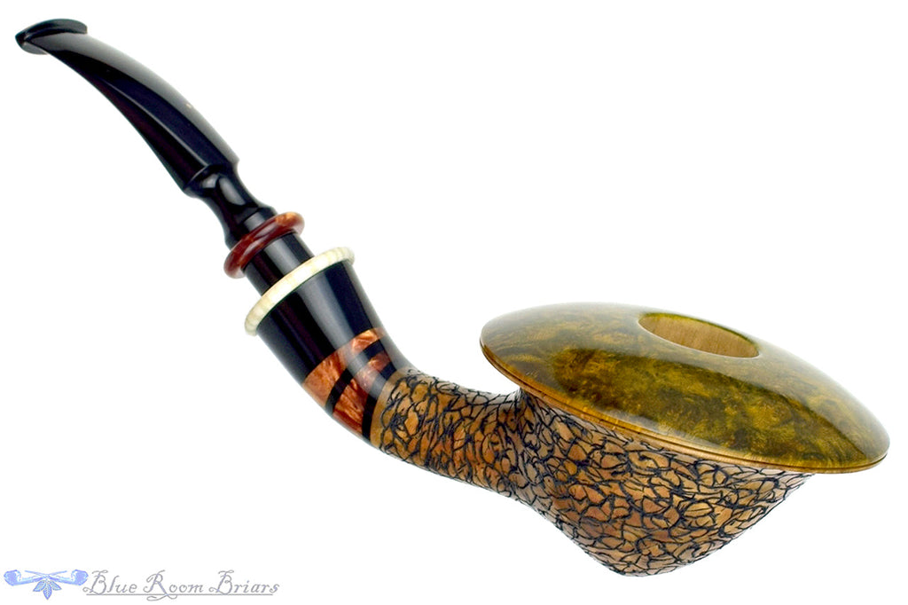 Blue Room Briars is proud to present this Joseph Skoda Pipe Gecko Bent Bell Saucer with Ivorite and Acrylic