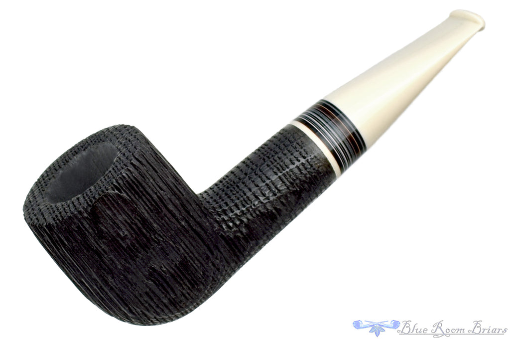 Blue Room Briars is proud to present this Bill Shalosky Pipe Sandblast Morta Billiard with Fordite