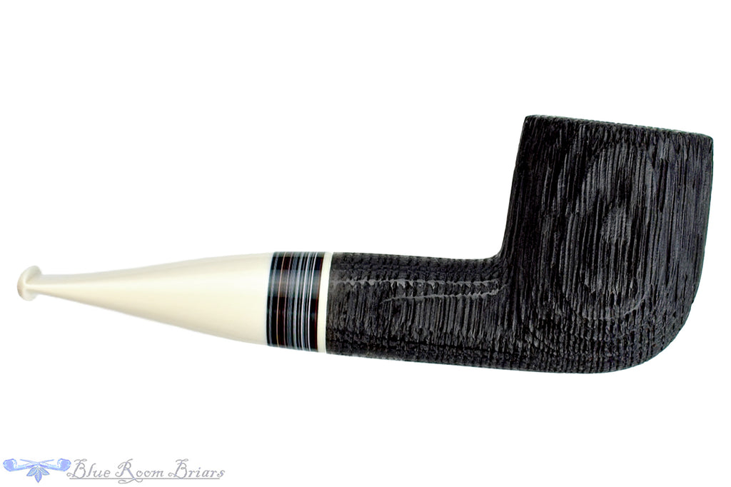 Blue Room Briars is proud to present this Bill Shalosky Pipe Sandblast Morta Billiard with Fordite