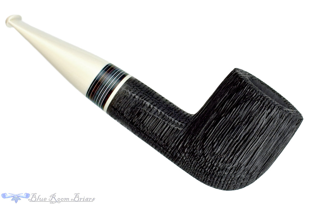 Blue Room Briars is proud to present this Bill Shalosky Pipe Sandblast Morta Billiard with Fordite