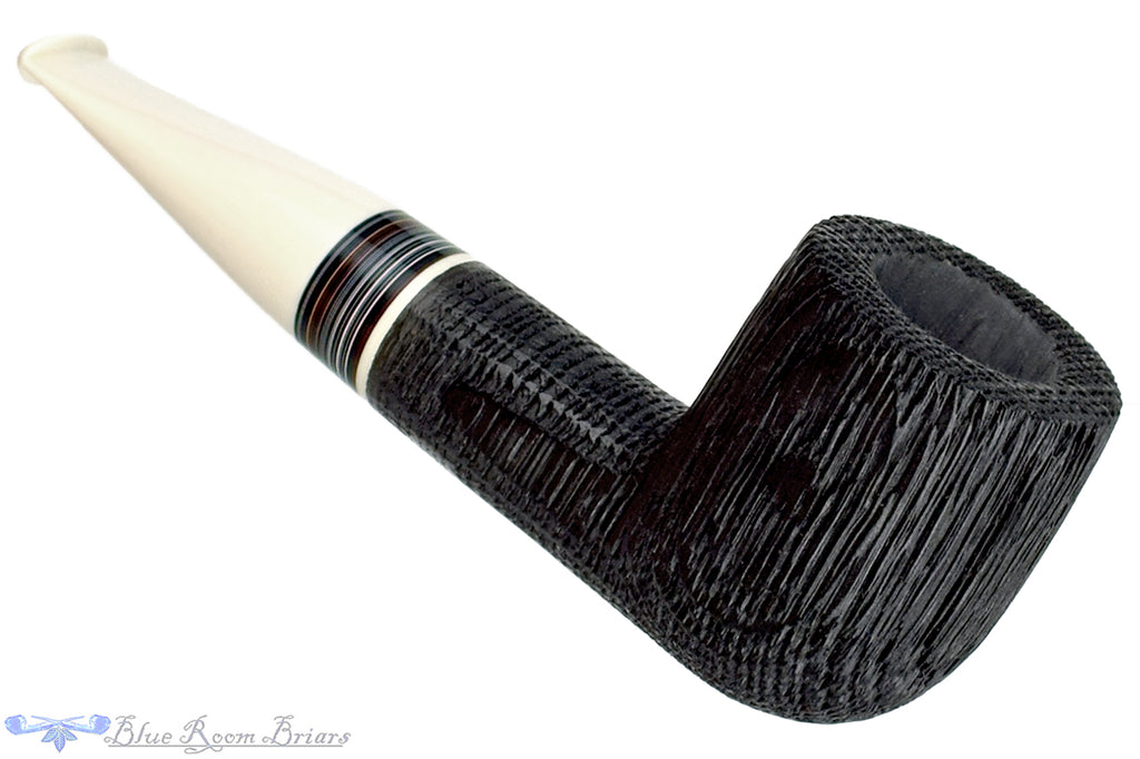 Blue Room Briars is proud to present this Bill Shalosky Pipe Sandblast Morta Billiard with Fordite