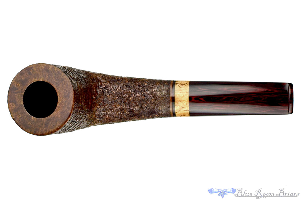 Blue Room Briars is proud to present this Jerry Crawford Pipe Dark Blast Zulu with Masur Birch Insert and Brindle