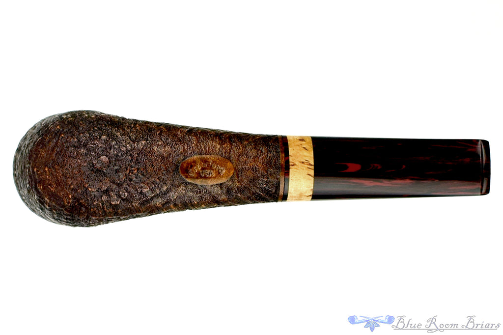 Blue Room Briars is proud to present this Jerry Crawford Pipe Dark Blast Zulu with Masur Birch Insert and Brindle