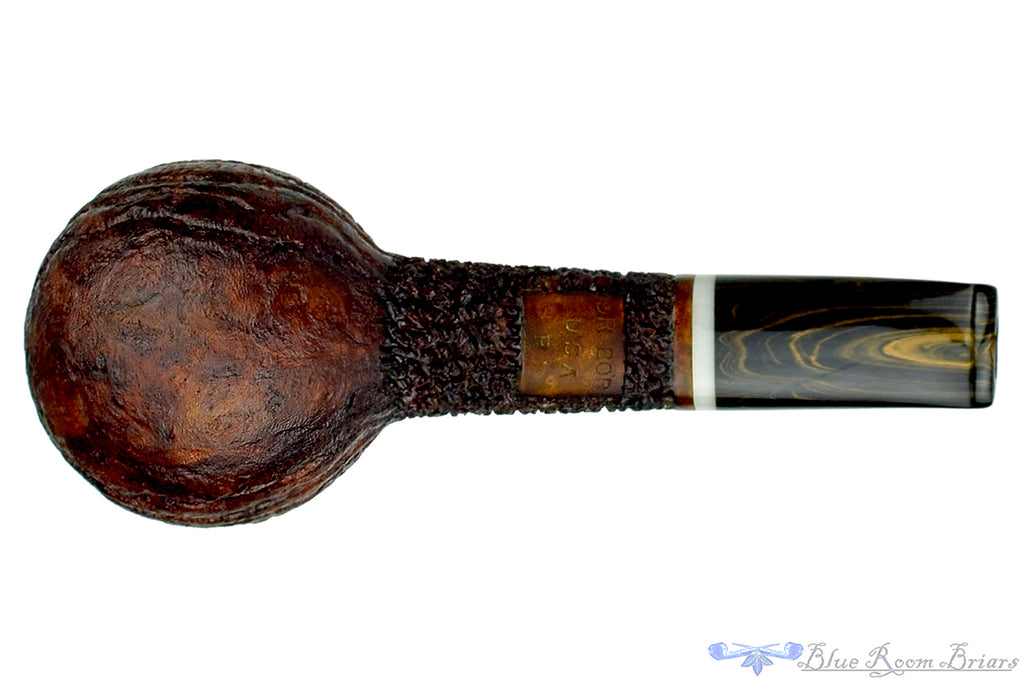 Blue Room Briars is Proud to Present this Dr. Bob Pipe Partial Sandblast Hawkbill with Acrylic Insert