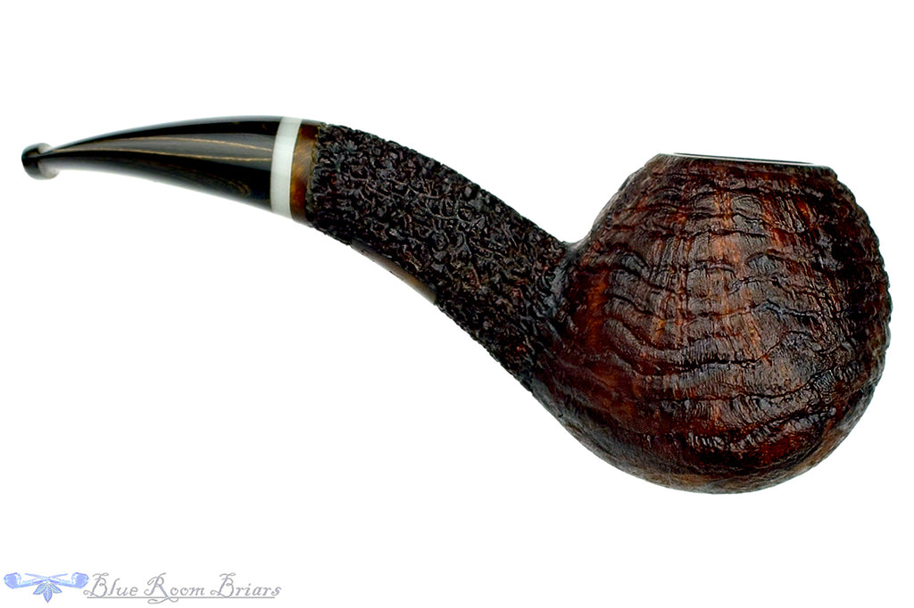 Blue Room Briars is Proud to Present this Dr. Bob Pipe Partial Sandblast Hawkbill with Acrylic Insert