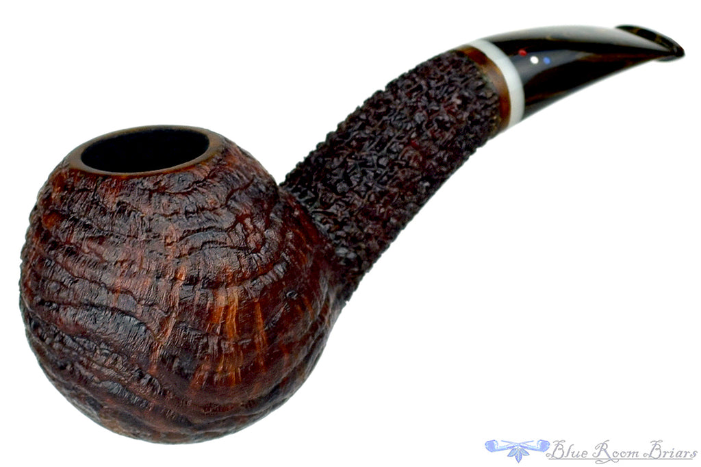 Blue Room Briars is Proud to Present this Dr. Bob Pipe Partial Sandblast Hawkbill with Acrylic Insert