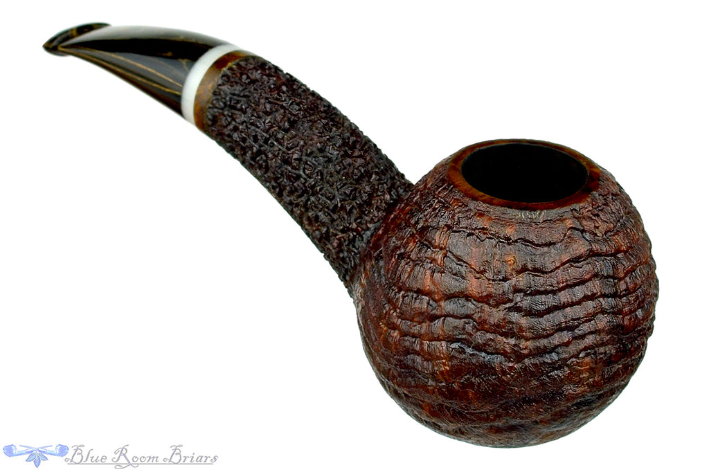 Blue Room Briars is Proud to Present this Dr. Bob Pipe Partial Sandblast Hawkbill with Acrylic Insert