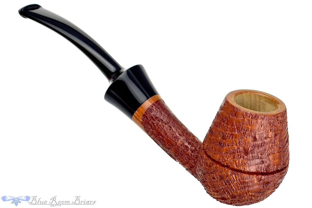 Blue Room Briars is proud to present this Russ Cook Pipe 2308 Bent Tall and Long Sandblast Rhodesian