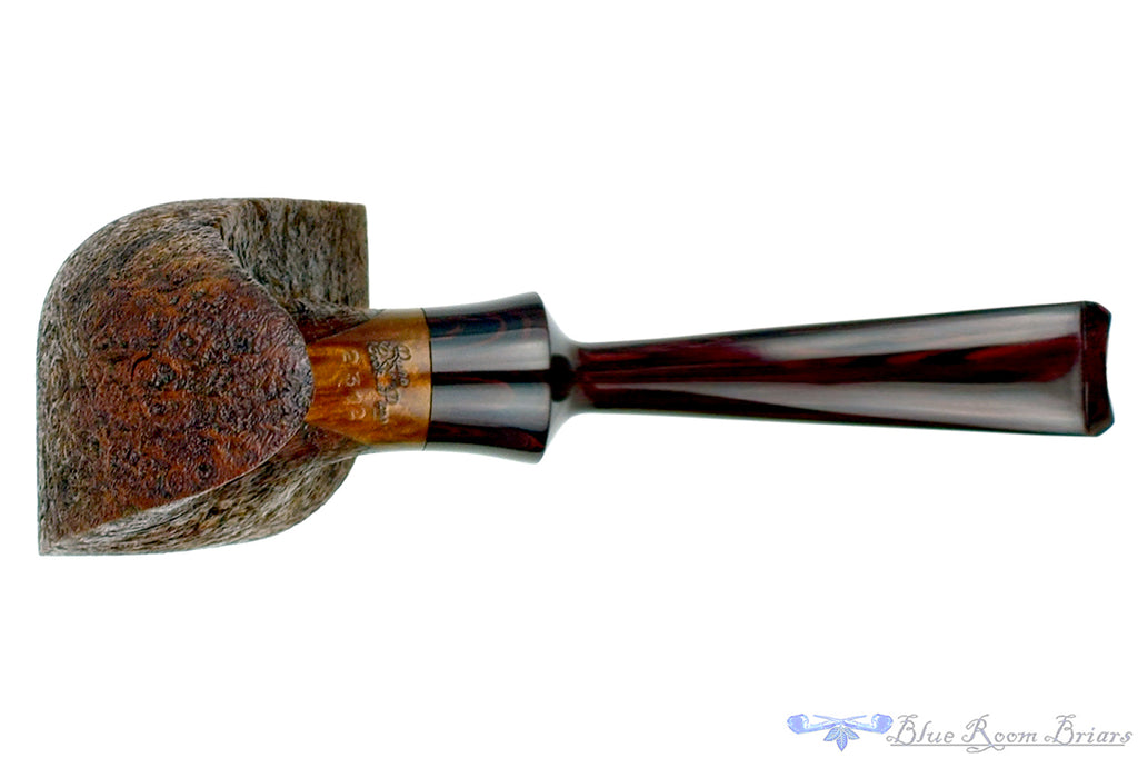 Blue Room Briars is proud to present this Russ Cook Pipe 2312 Large Sandblast Diamond Shaped Pickaxe with Brindle