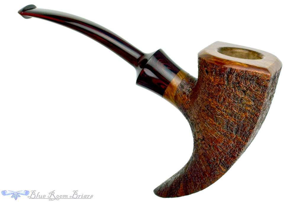 Blue Room Briars is proud to present this Russ Cook Pipe 2312 Large Sandblast Diamond Shaped Pickaxe with Brindle