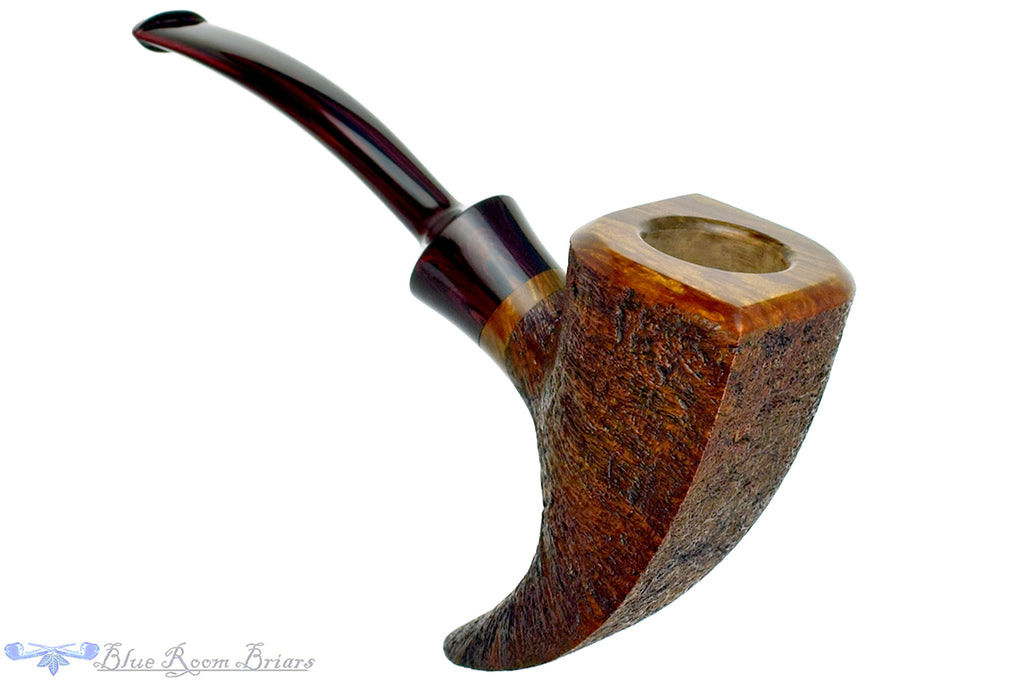 Blue Room Briars is proud to present this Russ Cook Pipe 2312 Large Sandblast Diamond Shaped Pickaxe with Brindle