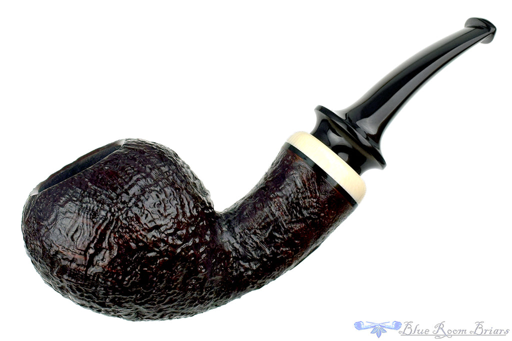 Trey Rice Pipe 1/4 Bent Sandblast Danish Egg with Ivorite